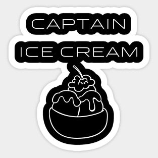 Captain Ice Cream Typography White Design Sticker